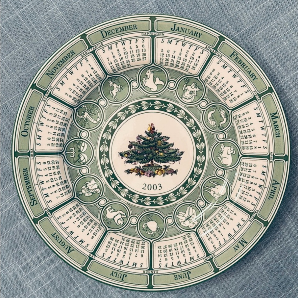 Spode Calendar Christmas Tree Plate Year 2003